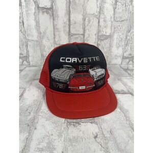 Vintage 80s 90s Corvette Rope Mesh Trucker Snap Back Hat Cap '53 '63 '78 EUC